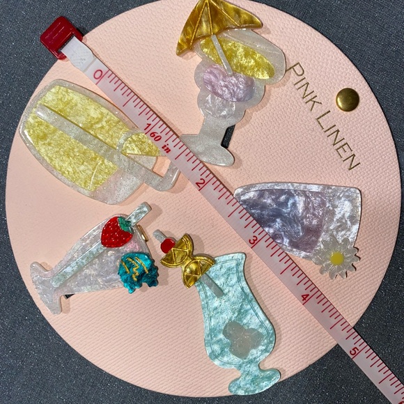 Pink Linen Accessories - Pink Linen Drink-Themed Hair Clips Set